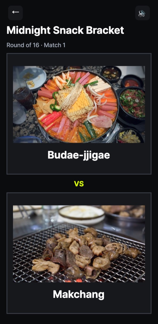Midnight Snack Bracket: a real game screen
