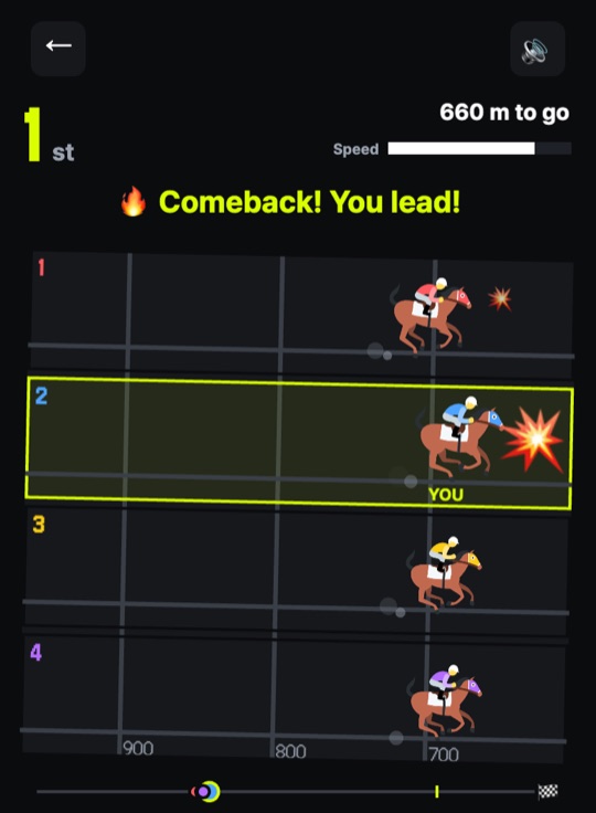 Horse Race: a real game screen